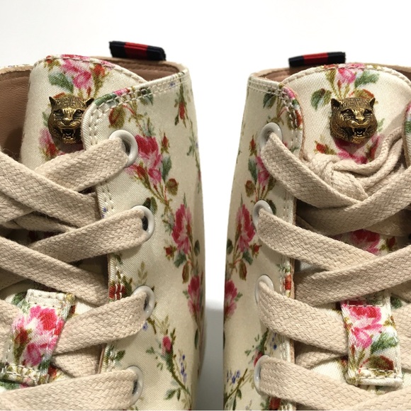 GUCCI 'BLIND FOR LOVE' FLORAL PRINT HIGH TOP SNEAKERS -WOMEN’S US 7 -NEW - Picture 7 of 10